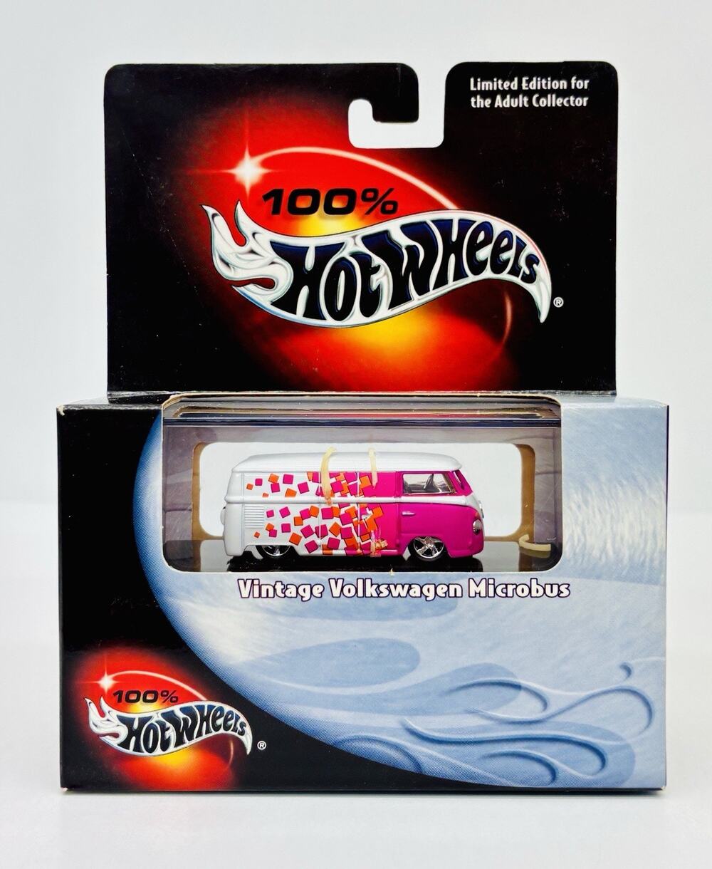 100% Hot Wheels Vintage Volkswagen Microbus White Pink Black Box Sealed